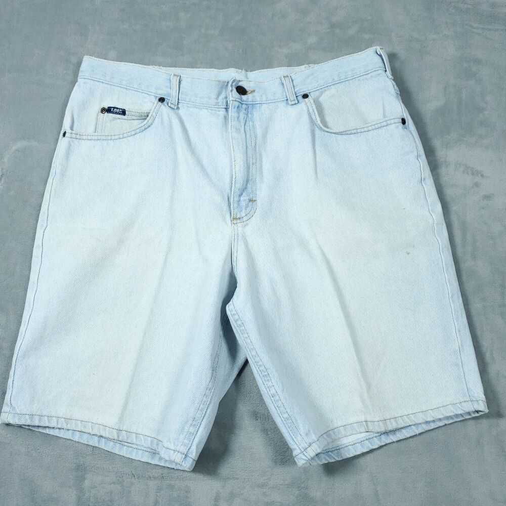 VTG 90s Lee Denim Jean Shorts Light Wash 38 Waist 100% Cotton Made in USA